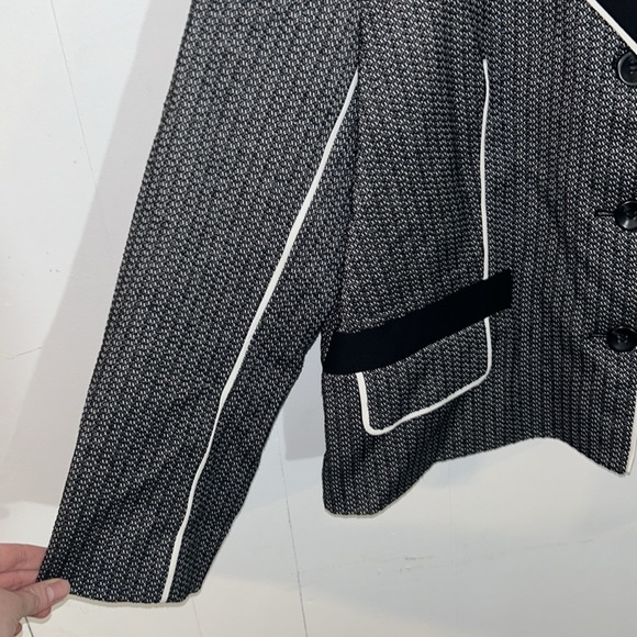 Classiques Entier Black & White Button Up Blazer Suit Jacket Tweed & Stripes - Picture 2 of 7
